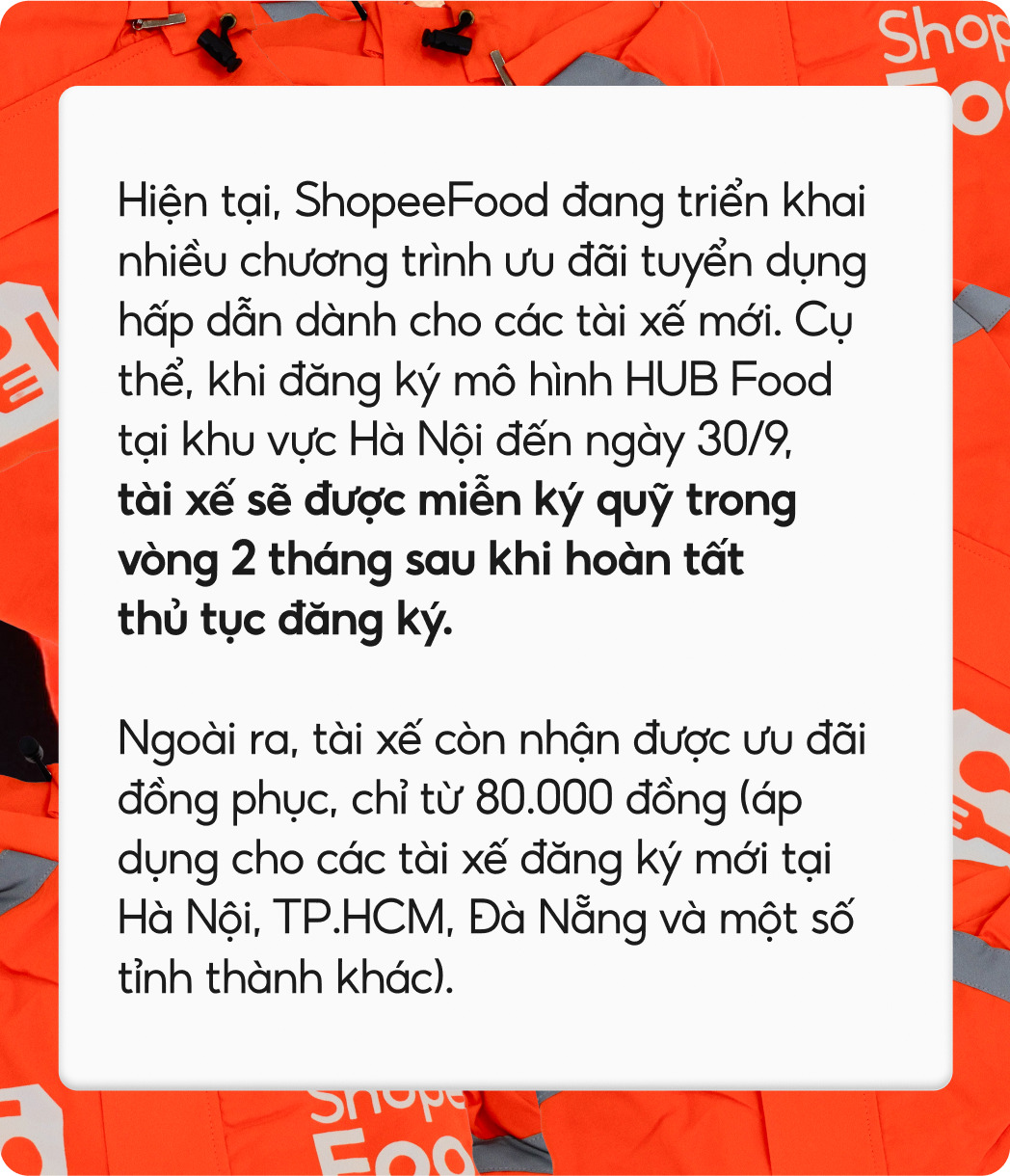 Bộ đồng phục gồm áo, nón của tài xế giao đồ ăn