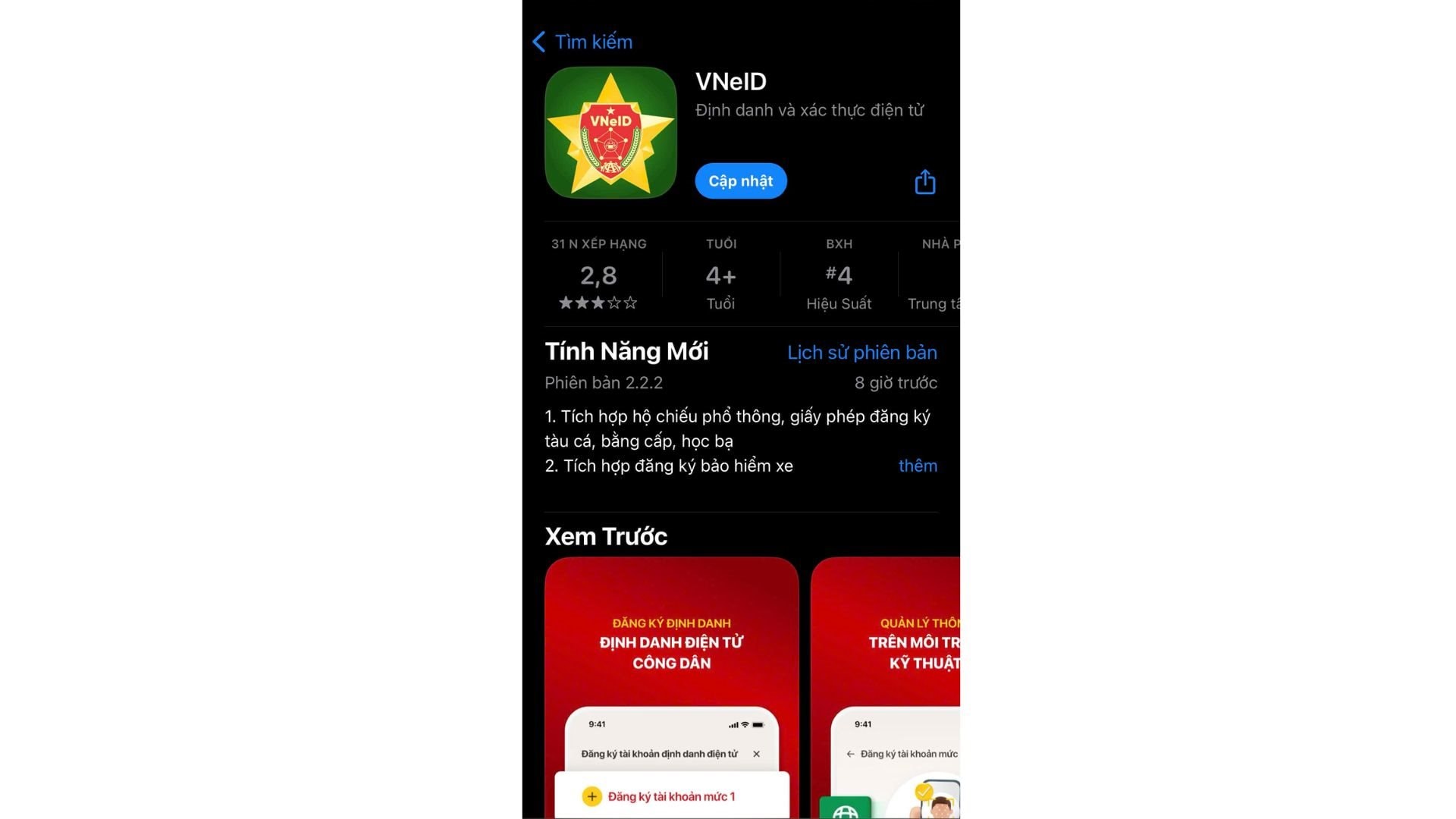 Hướng dẫn cập nhật ứng dụng VNeID
