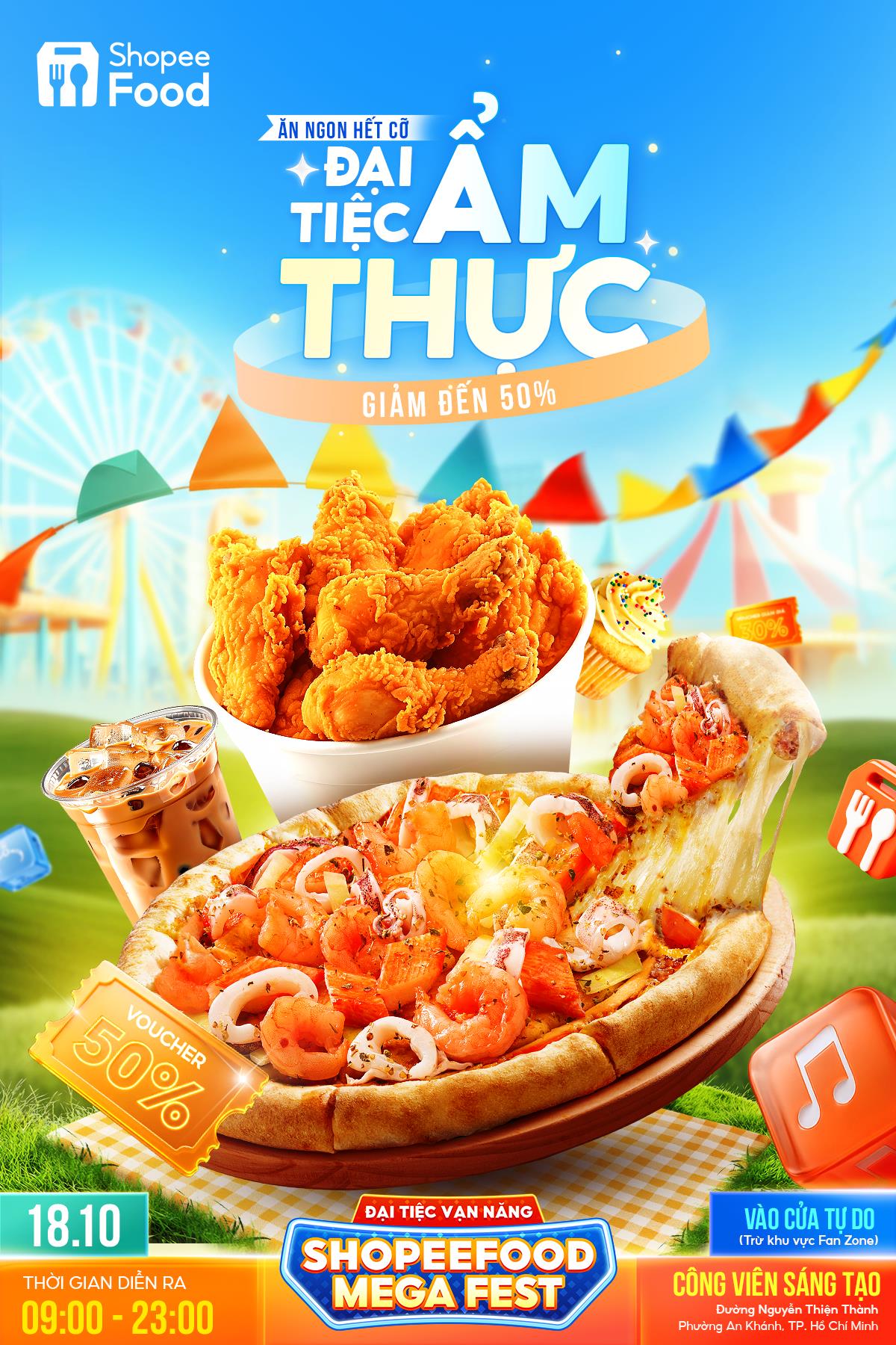 Tất tần tật bí kíp ăn ngon, chơi vui cả ngày tại Đại Tiệc Vạn Năng - ShopeeFood Mega Fest- Ảnh 2. Một ngày no căng bụng với hàng loạt thương hiệu đình đám