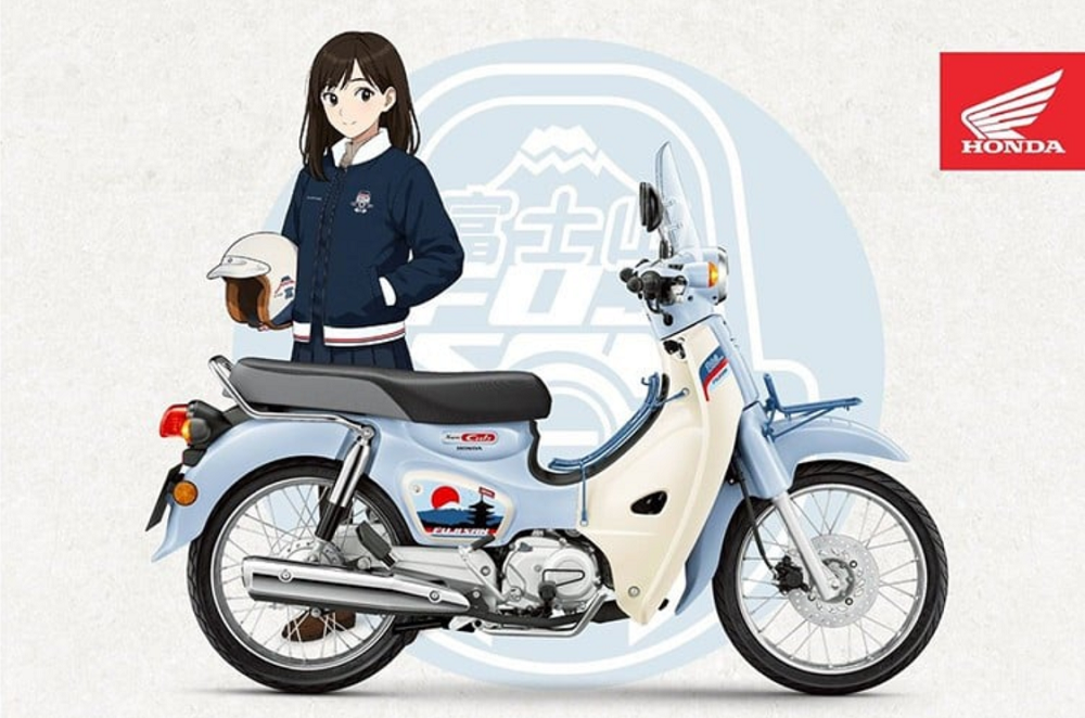 Super Cub 110 Mt. Fuji Edition với màu xanh nhạt và trắng