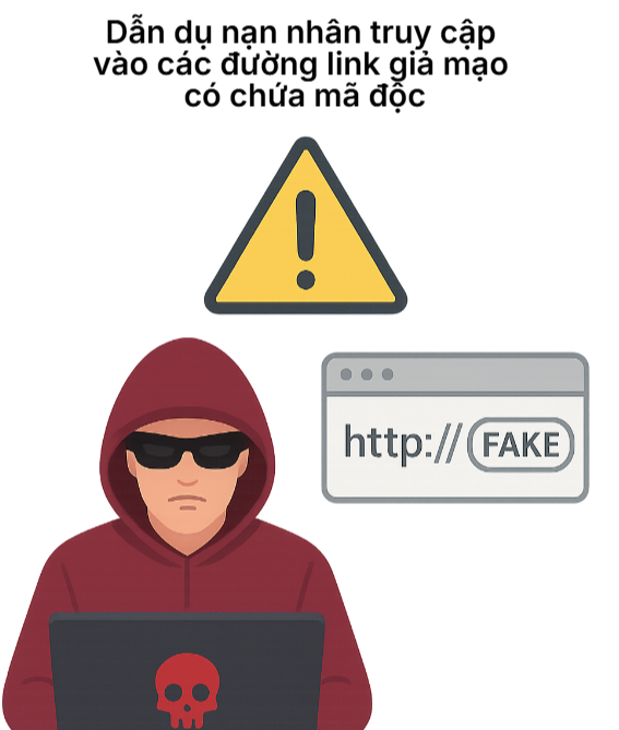 Rủi ro khi truy cập đường link giả mạo Minh họa rủi ro bảo mật cá nhân khi truy cập link độc hại